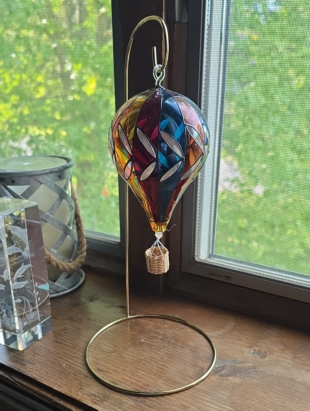 Multicolor Glass Hot Air Balloon Hanging Ornament - Home Art
